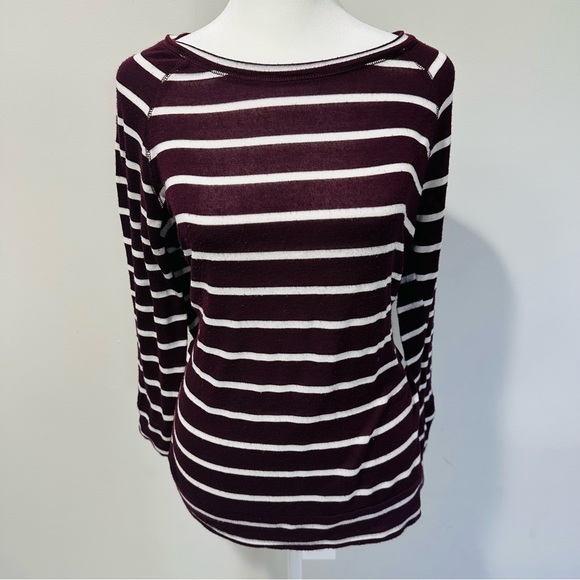 MIX BY 41 HAWTHORN Arnold Three Quarter Sleeve Raglan Knit Top, Burgundy, Medium - Picture 4 of 7